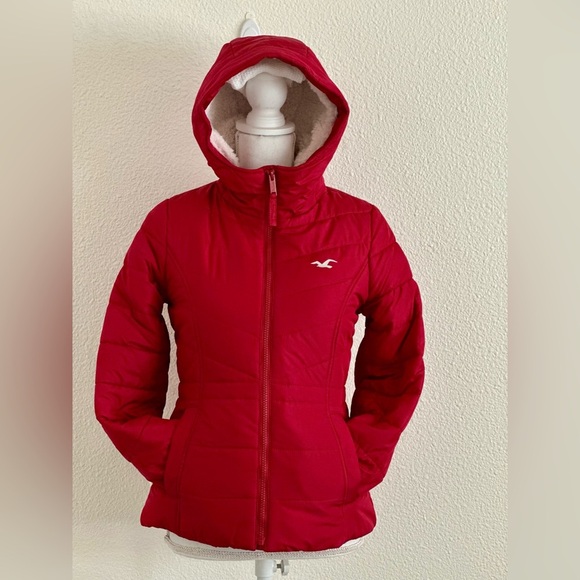 Hollister Hooded Women’s Sherpa Lined Puffer Jacket Size XS - Picture 1 of 13